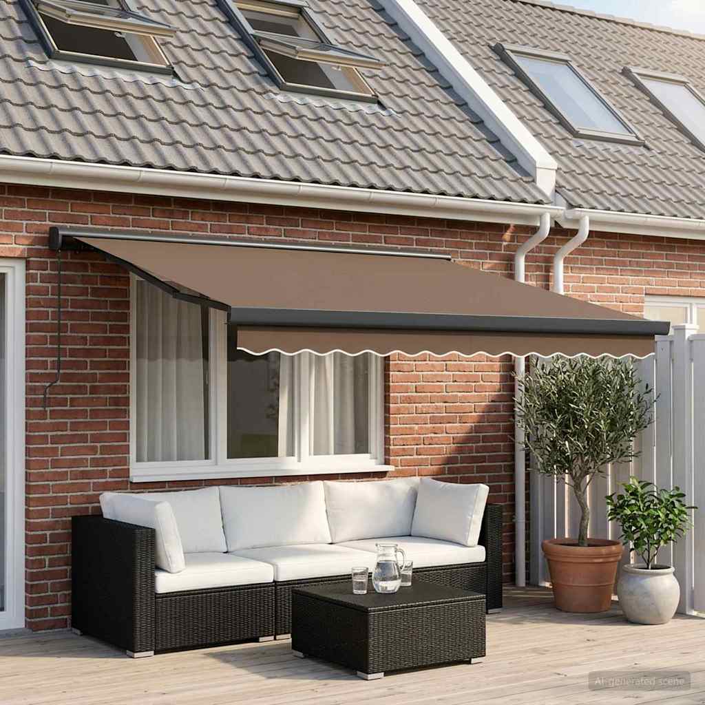 vidaXL Vlečna tenda Taupe 300 x 250 cm Platno in aluminij