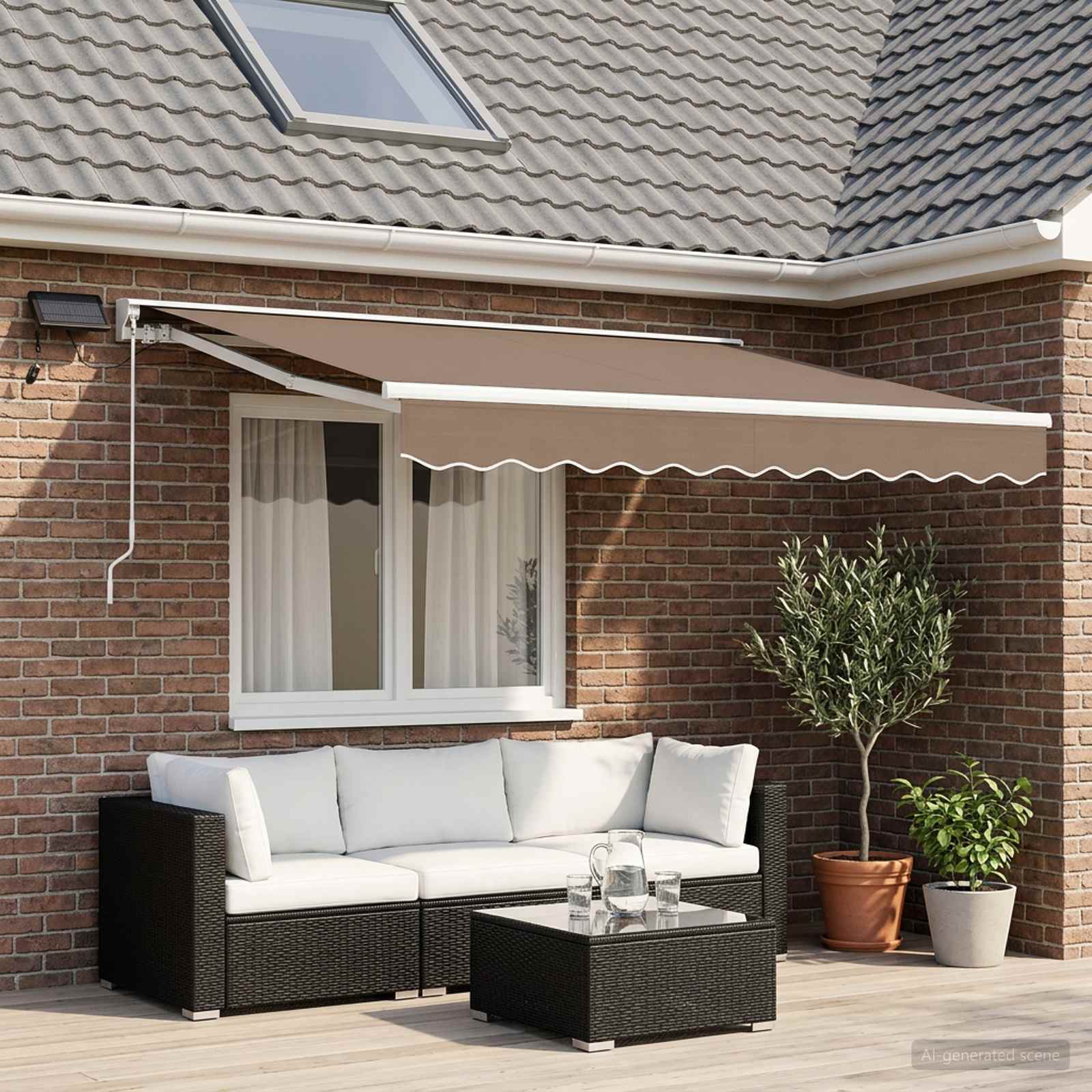 vidaXL Manuaalinen markiisin runko LED-valoilla Taupe 3 x 2,5 m