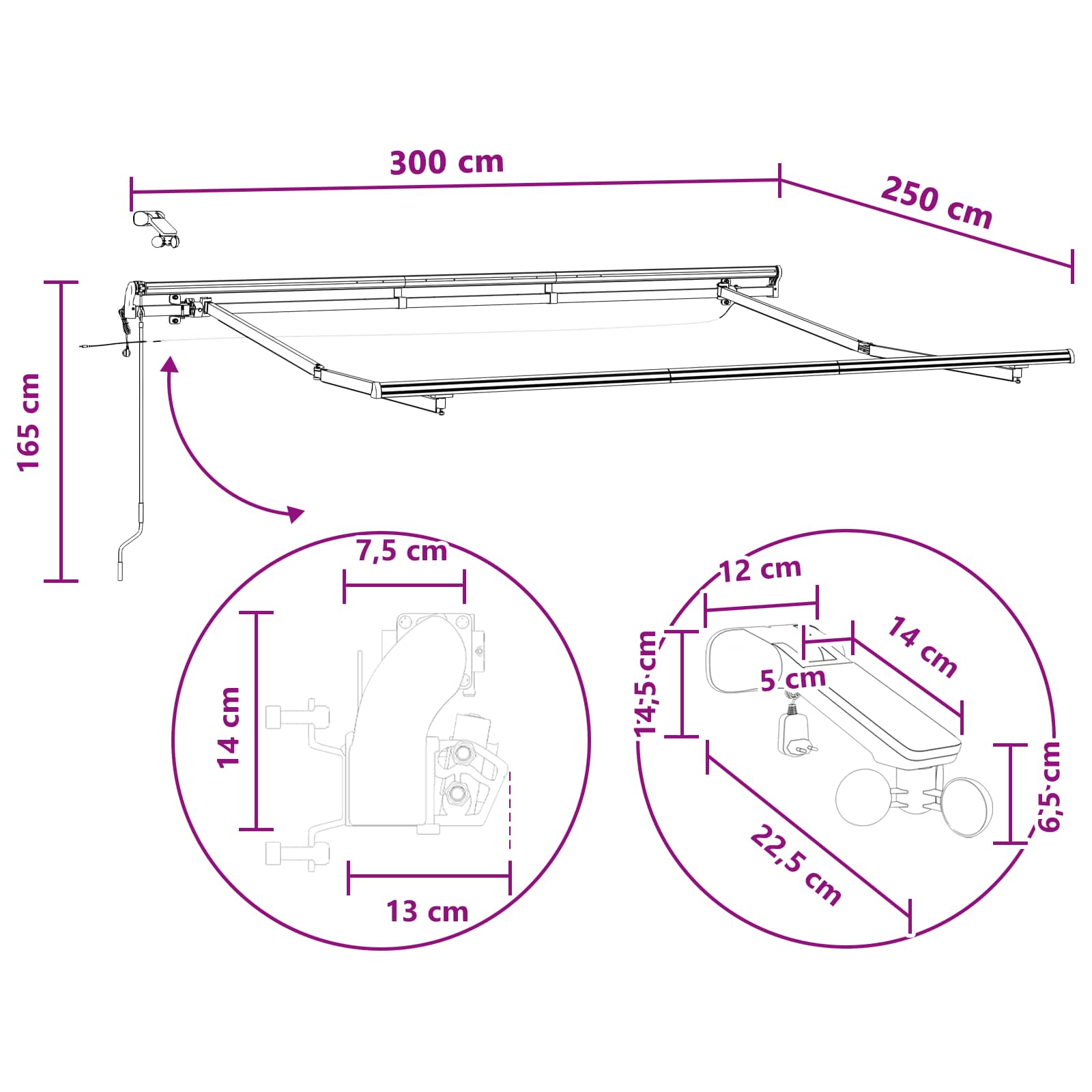 Elektrisch Uittrekbaar Zonnescherm Taupe 3 x 2,5 m image 10