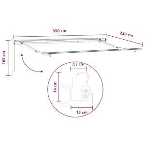 Stahovací markýza Světle šedá a bílá 350 x 250 cm - obrázek 7