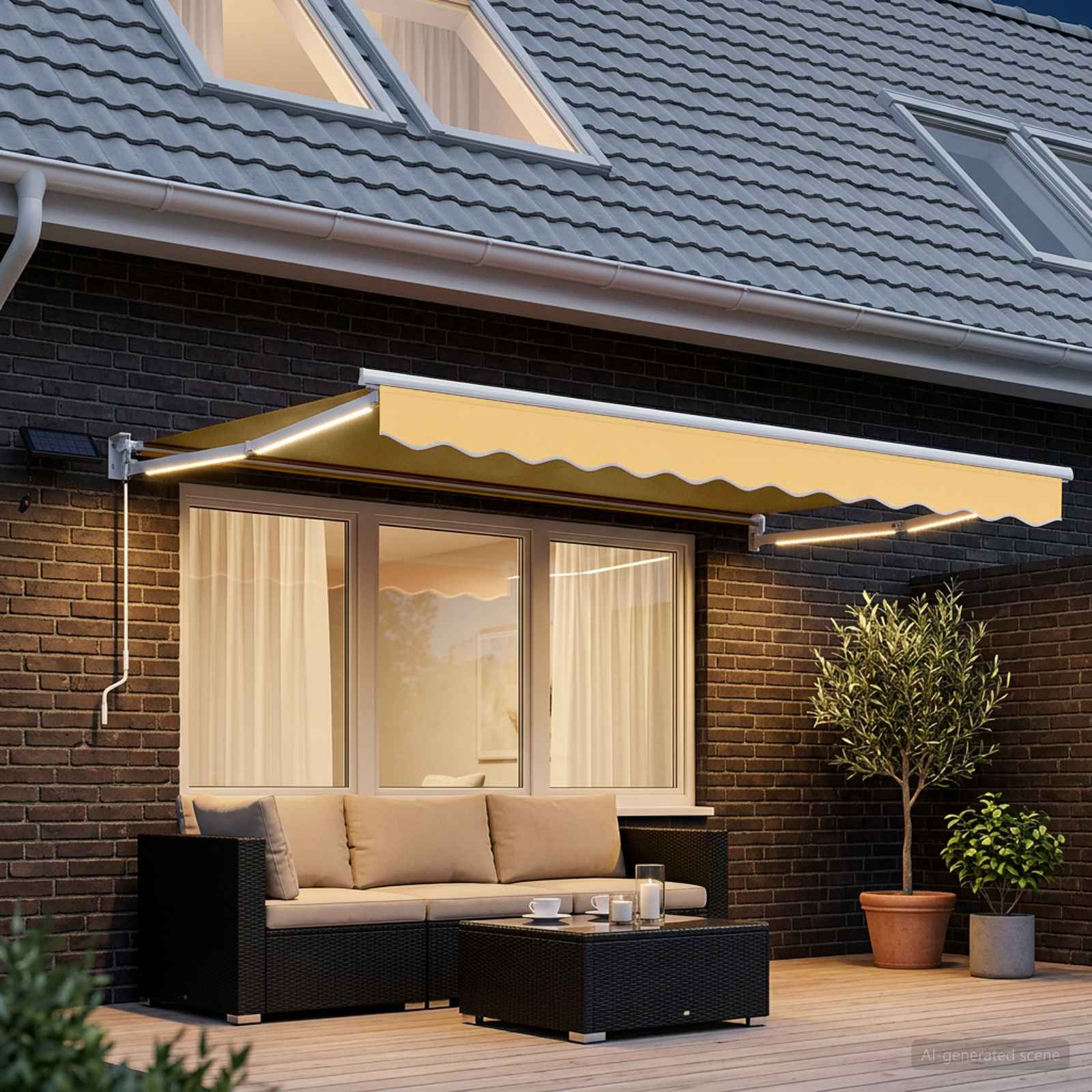 Manuelle Gelenkarmmarkise mit LEDs Sand – Ansicht 3