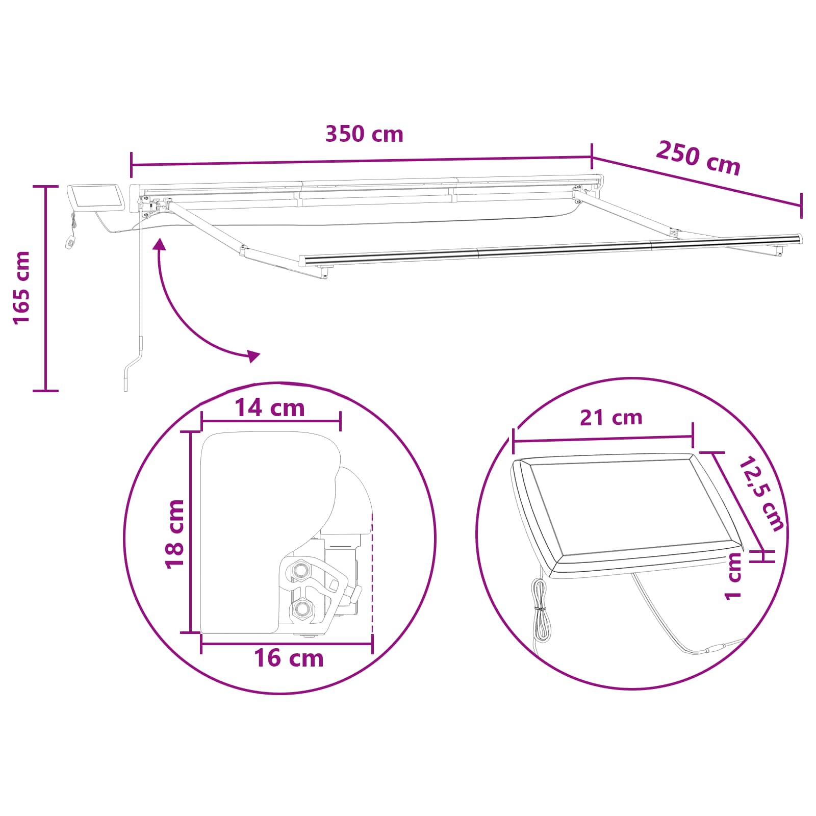Handmatige Luifelhouder met LED's 3,5 x 2,5 m image 8
