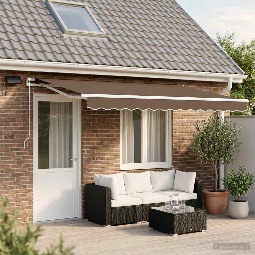 vidaXL Vlečna tenda Taupe 600 × 350 cm Tkanina in aluminij