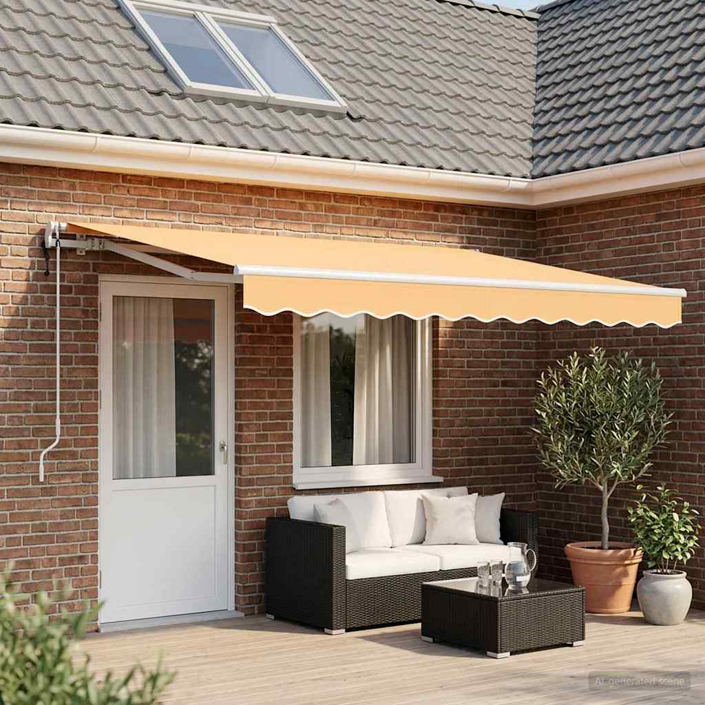 vidaXL Copertină retractabilă Nisipiu 450 × 350 cm Poliester