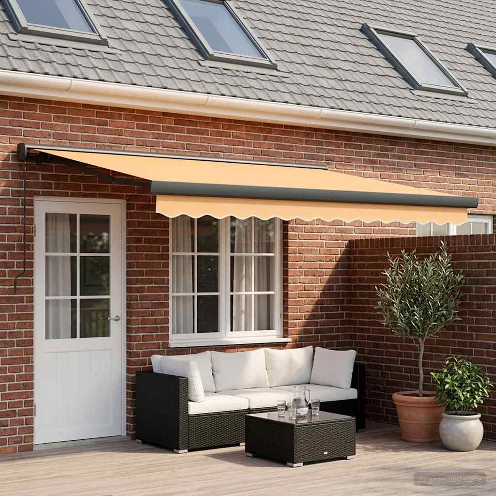 vidaXL Copertină retractabilă Nisipiu 400 × 300 cm Pânză și Aluminiu