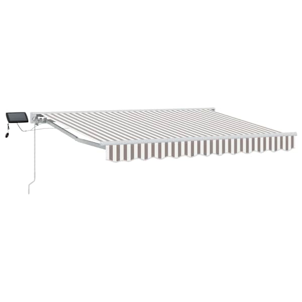 vidaXL Manuaalne varikatus LED-idega Helehall ja valge 4 &times; 3 m