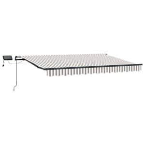 vidaXL Kokkuvolditav varikatus Helehall ja valge 400 &times; 350 cm