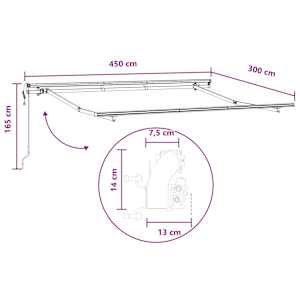 Stahovací markýza Písková 450 × 300 cm Látka a hliník - obrázek 8