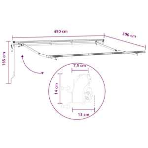 Stahovací markýza Taupe 450 × 300 cm Látka a hliník - obrázek 8
