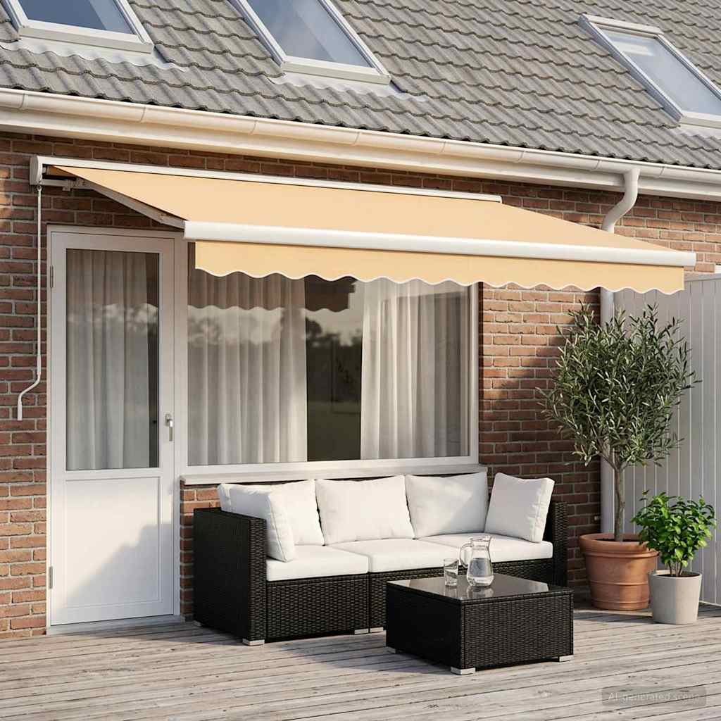 vidaXL Copertină retractabilă Nisipiu 450 × 300 cm Pânză și Aluminiu
