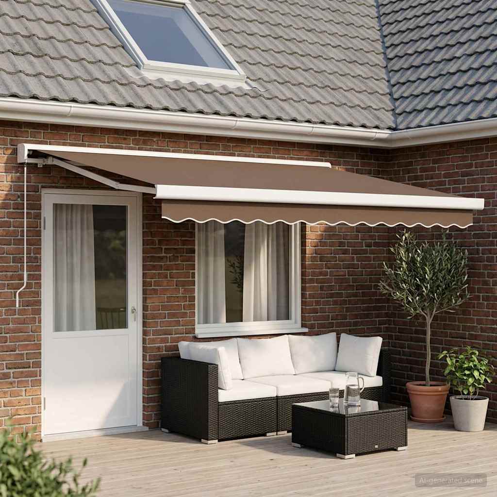 vidaXL Vlečna tenda Taupe 450 × 300 cm Platno in aluminij