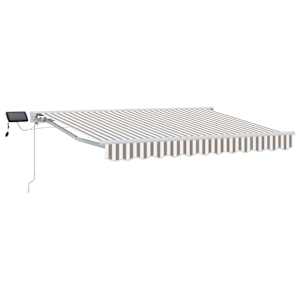 vidaXL Manuaalne varikatus LED-idega Helehall ja valge 4,5 &times; 3 m