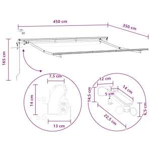 Stahovací markýza Světle šedá a bílá 450 × 350 cm Polyester - obrázek 12