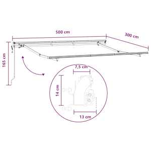 Stahovací markýza Světle šedá a bílá 500 × 300 cm - obrázek 8