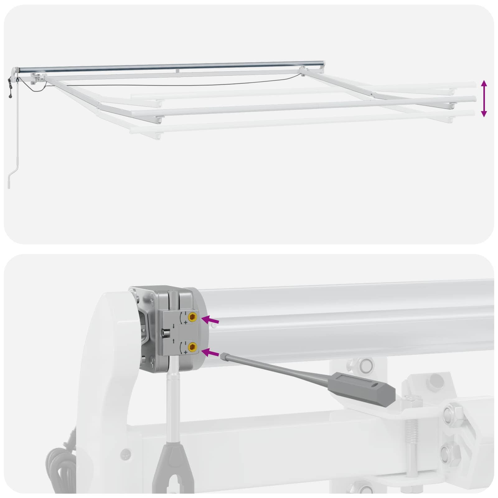 Inklapbaar Zonnescherm Lichtgrijs en wit. 500 × 300 cm image 8