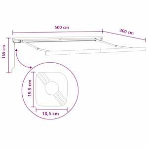 Stahovací markýza Písková 500 × 300 cm Plátno a hliník - obrázek 8