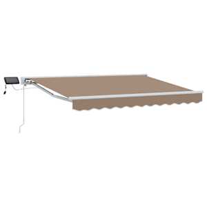 vidaXL Manuaalne varikatus LED-idega Pruunikashall 5 x 3 m