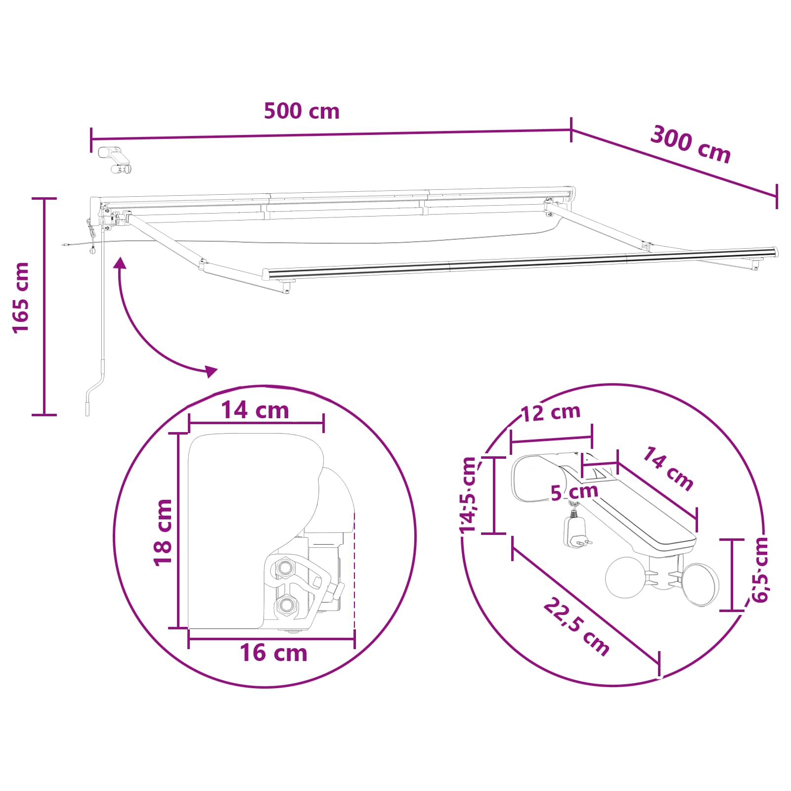 Elektrisch Uittrekbaar Zonnescherm Lichtgrijs en wit. 5 x 3 m image 10
