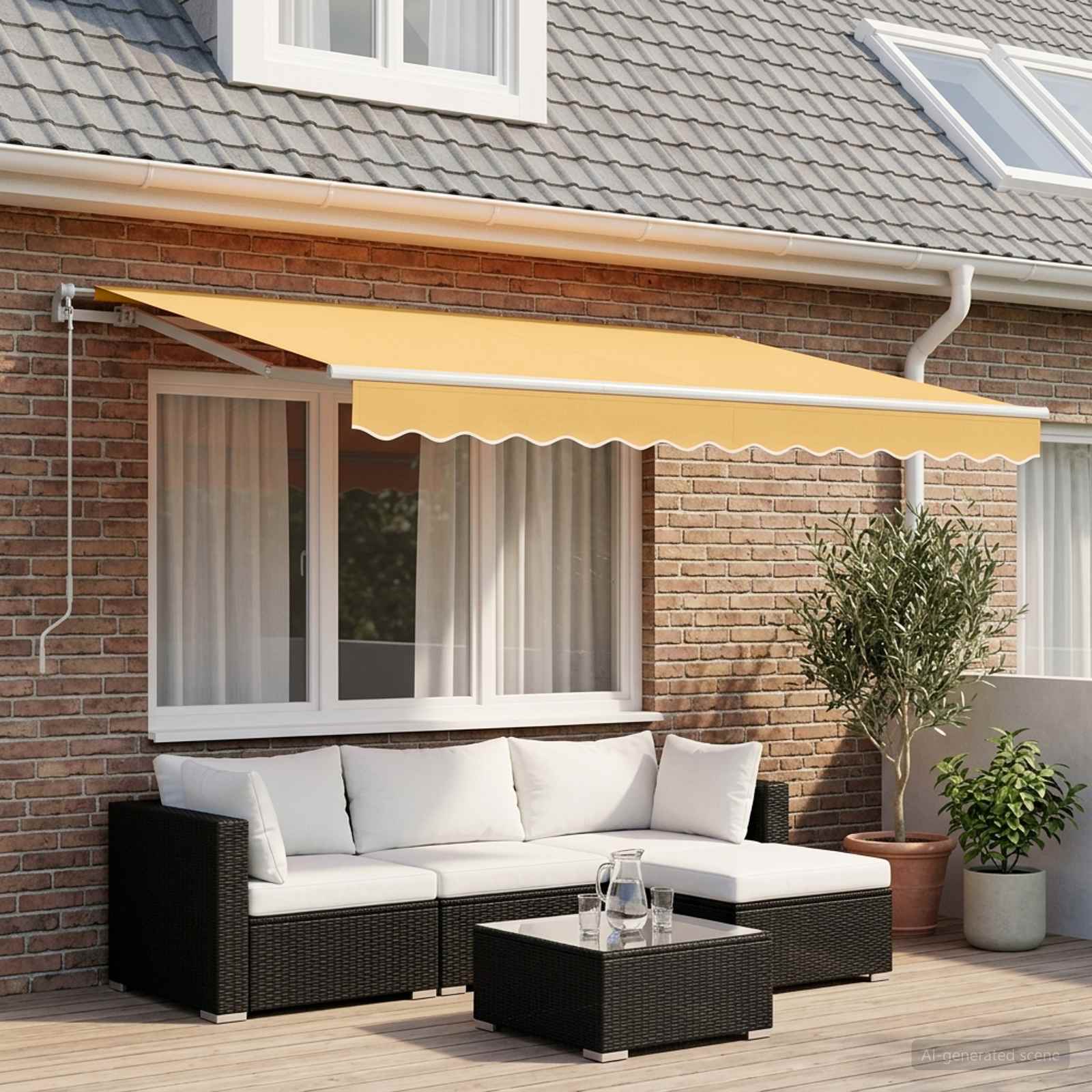 vidaXL Uitschuifbare luifel Zand 500 × 350 cm Polyester en Aluminium