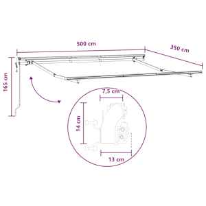 Stahovací markýza Světle šedá a bílá 500 × 350 cm - obrázek 8