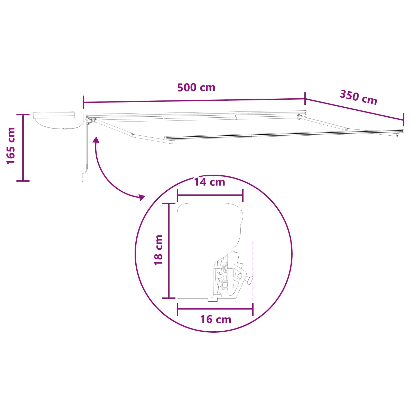 Elektrisch Uittrekbaar Zonnescherm Lichtgrijs en wit. 5 × 3,5 m image 8