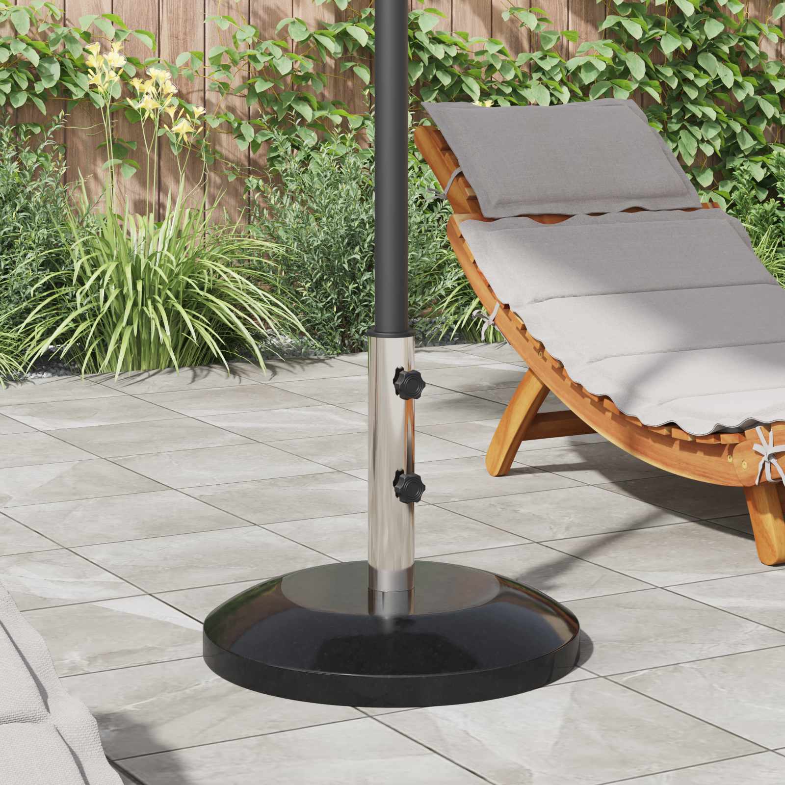 Parasolvoet voor 40-50 mm paal 26.75 kg Zwart Graniet en RVS image 1