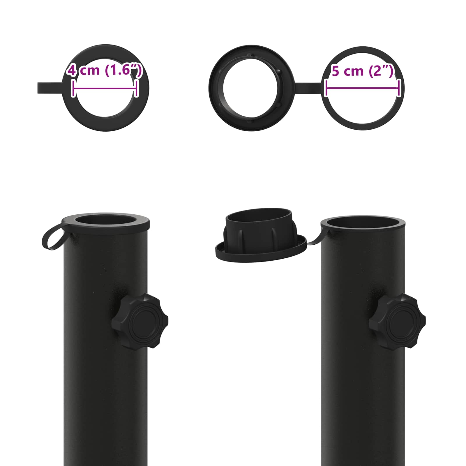 Parasol Basisbuis 0.6 kg Zwart IJzer for 40-50 mm Pole image 5