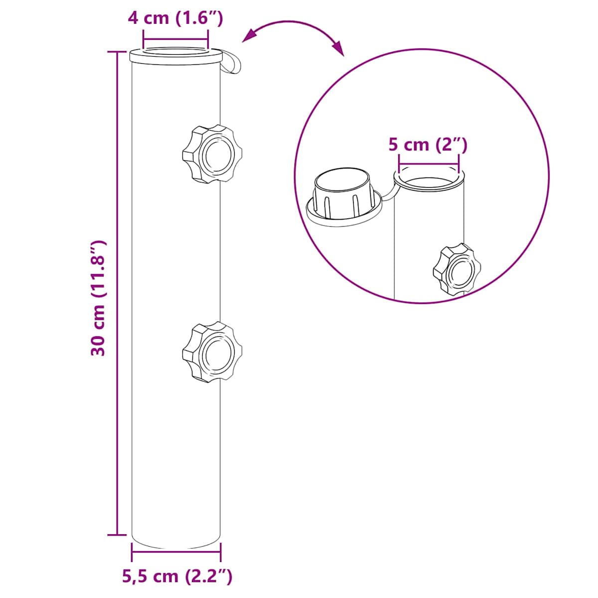 Parasolfodrør 0.6 kg Sort for 40-50 mm Pole - Billede 6