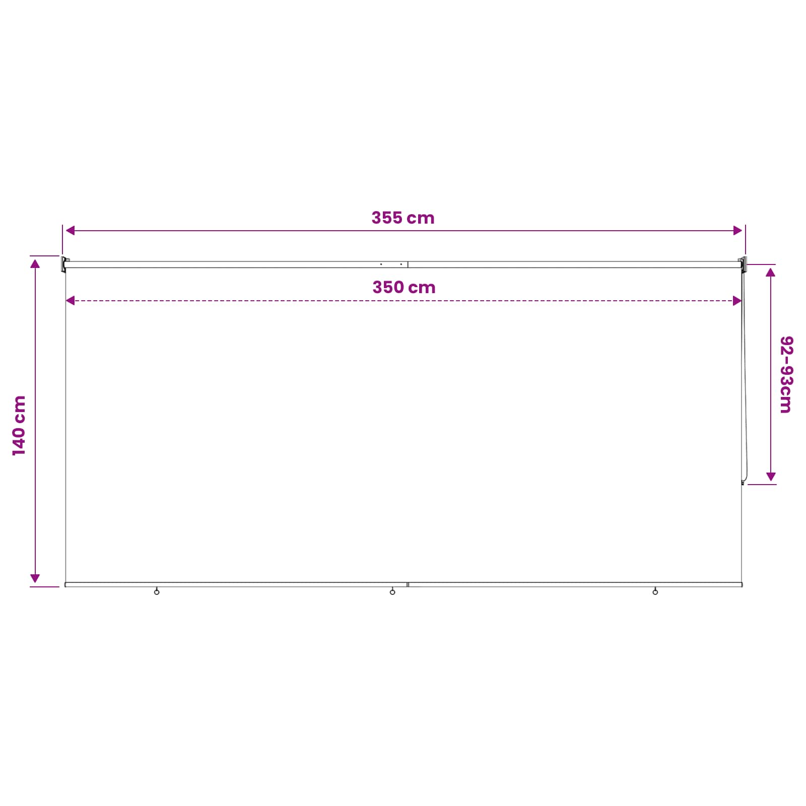 Buitenrolgordijn 90% UV-blok Blauw en Witte Streep 350 x 140 cm image 13