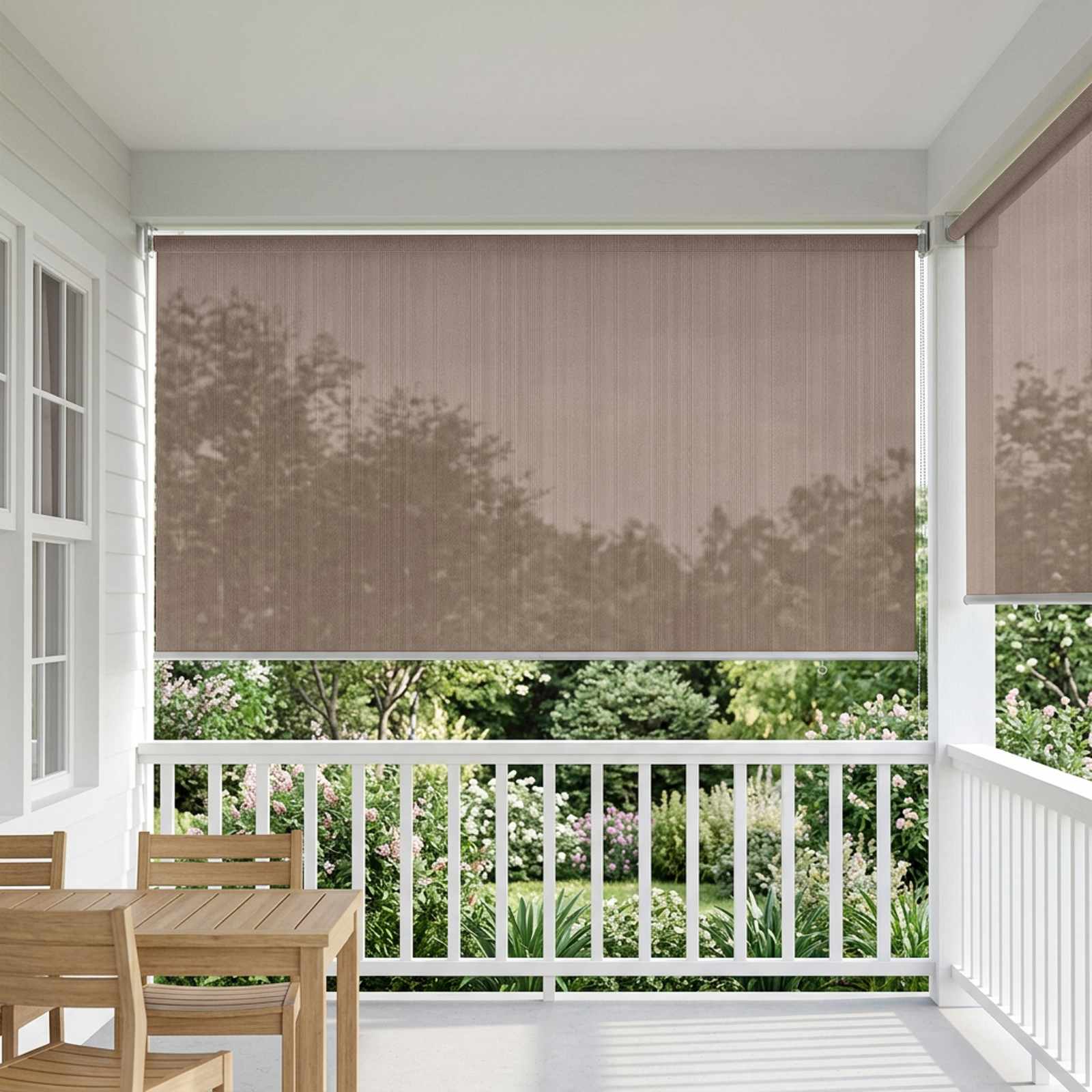 vidaXL Buitenrolgordijn 90% UV-blok Taupe 160 x 140 cm HDPE, foto 2