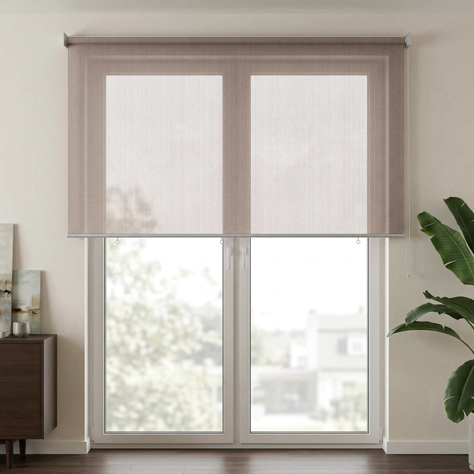 vidaXL Buitenrolgordijn 90% UV-blok Taupe 120 x 230 cm HDPE, foto 2
