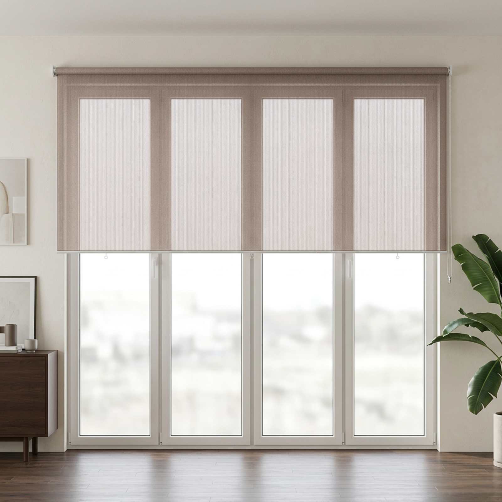 vidaXL Buitenrolgordijn 90% UV-blok Taupe 300 x 230 cm HDPE, foto 2