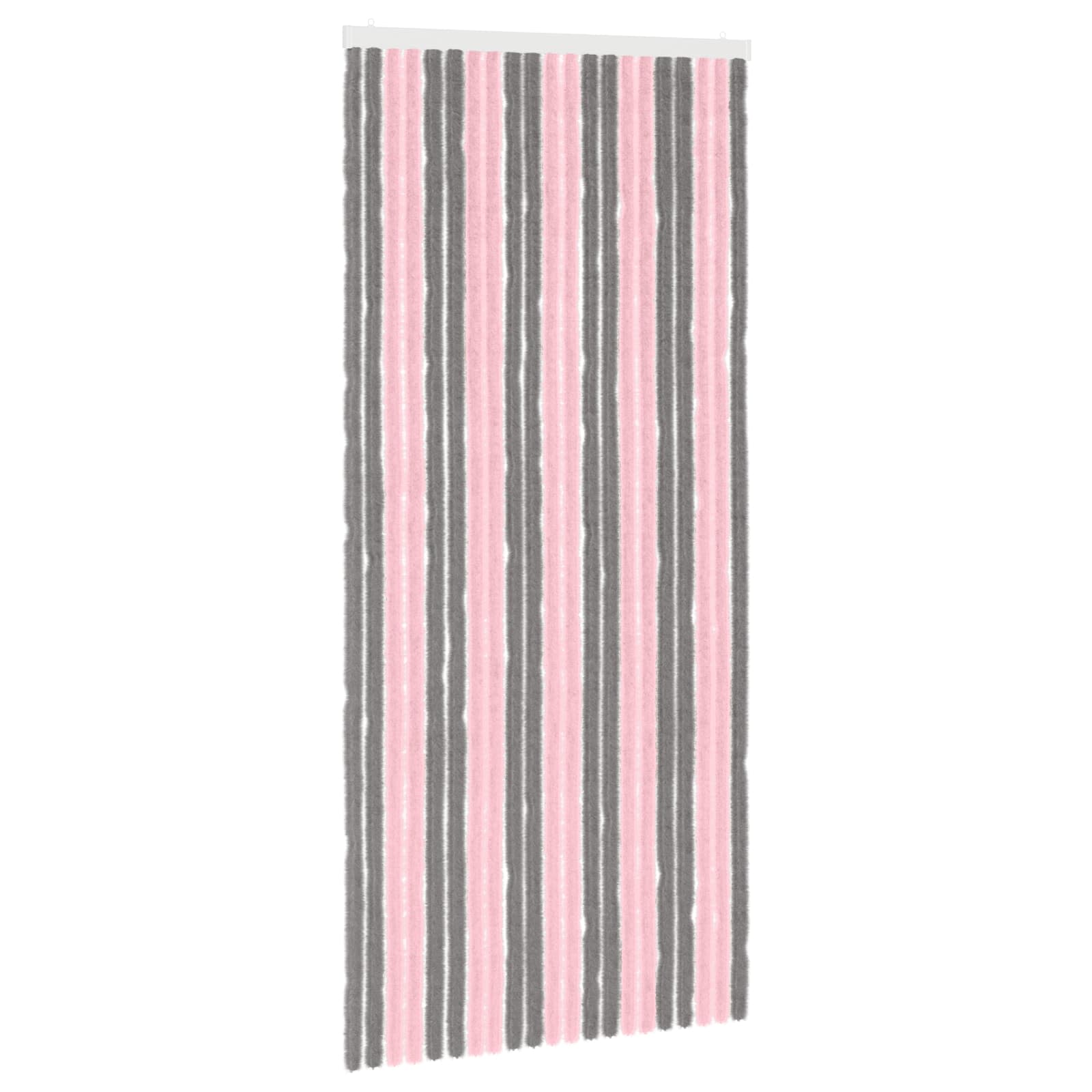 vidaXL Záclona proti hmyzu Chenille Stříbrně šedá a růžová 90 x 200 cm