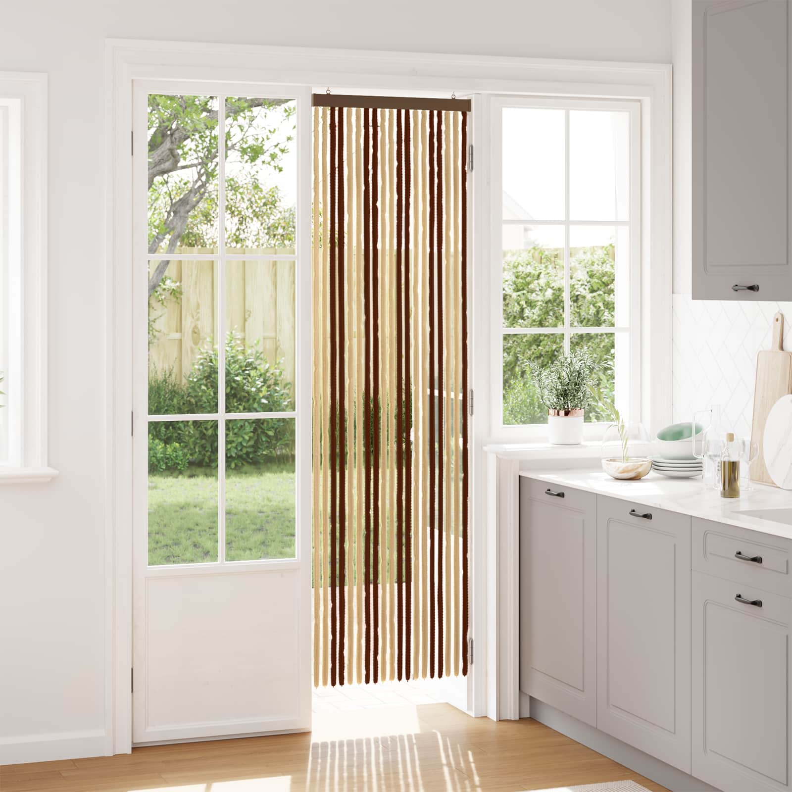 Insecten Gordijn Chenille Bruin en beige 56 x 200 cm 100% PP image 1