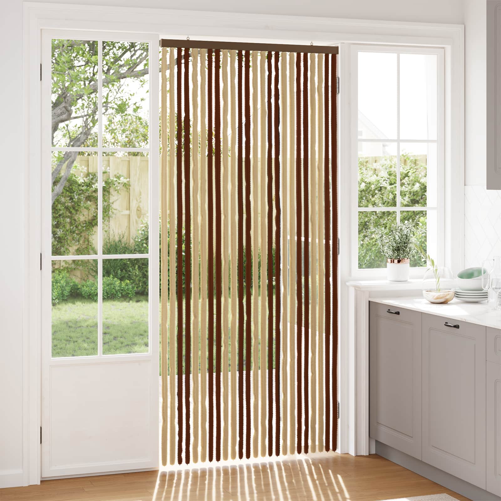 Insecten Gordijn Chenille Bruin en beige 100 x 220 cm 100% PP image 1