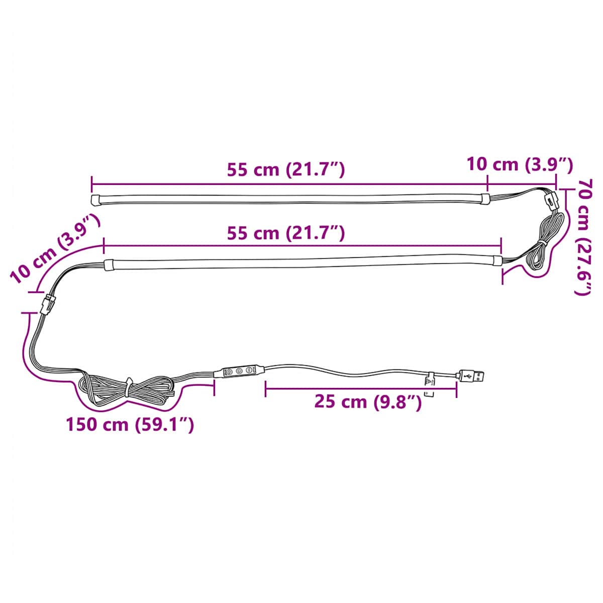 LED Strip 110 cm Flerfarvet PVC - Billede 6