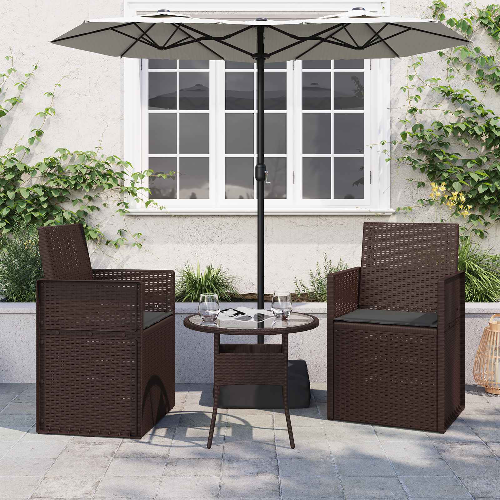 Zitkussens 2 pcs Antracietkleurig 47 x 36 x 2 cm Polyester image 1