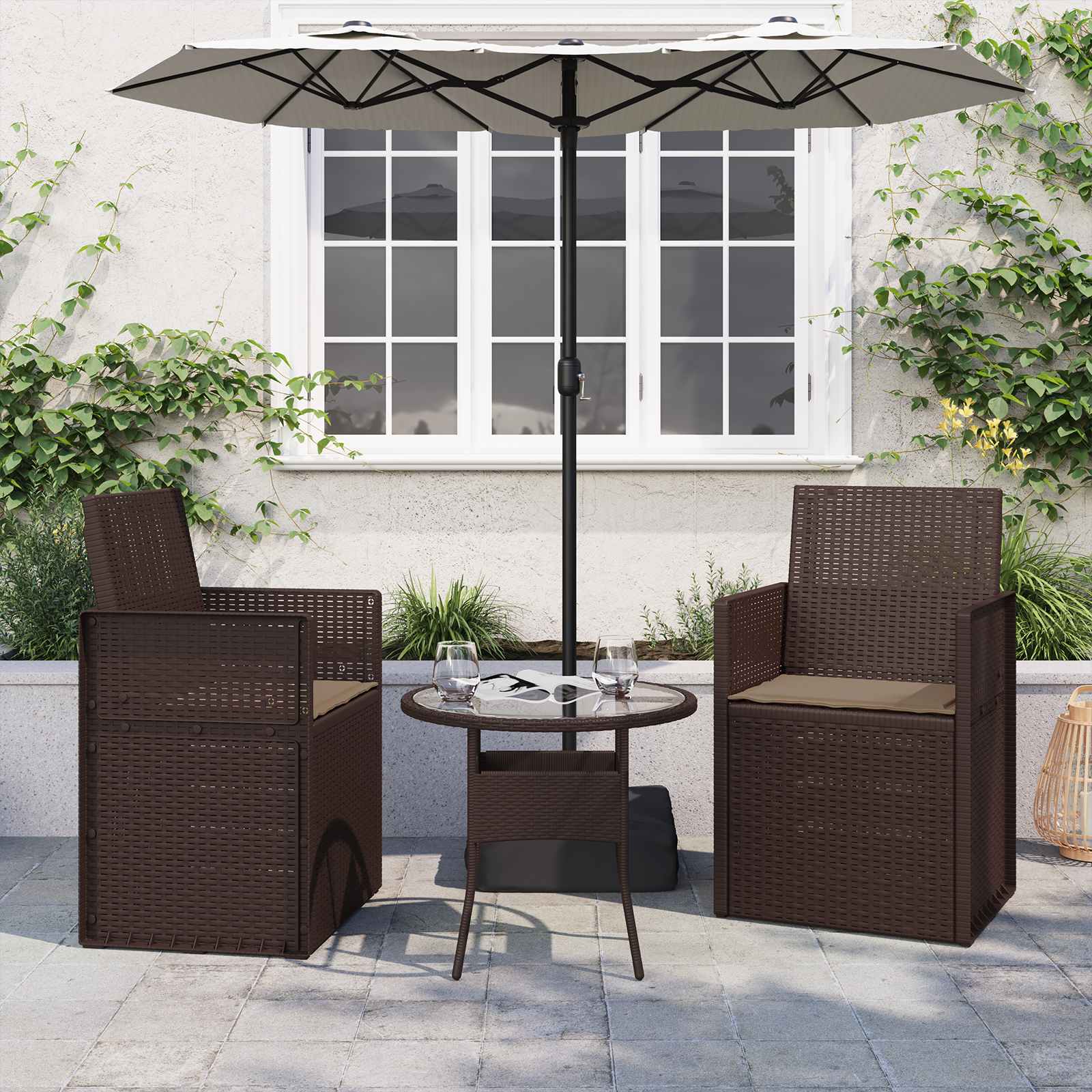 Zitkussens 2 pcs Taupe 47 x 36 x 2 cm Polyester image 1