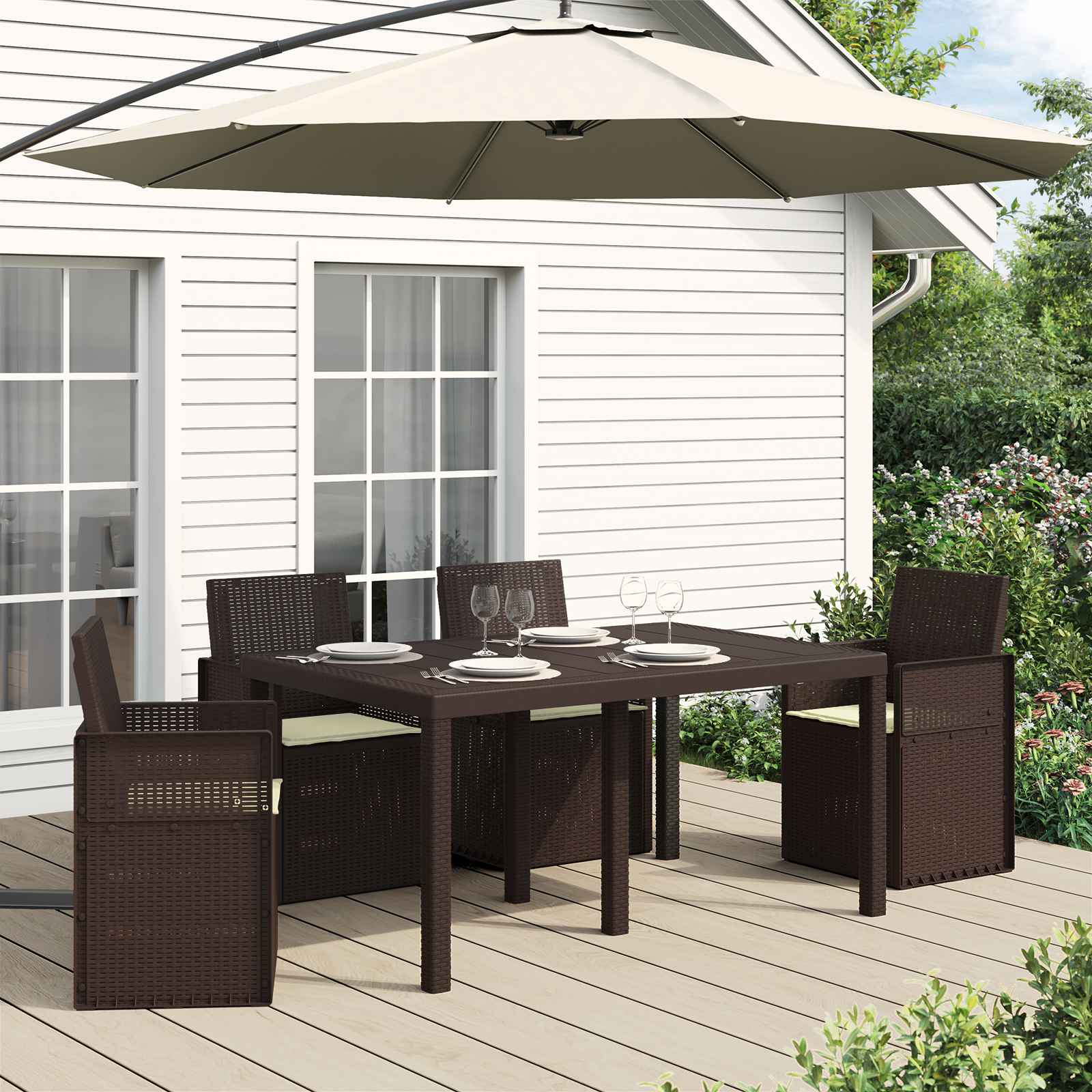 Zitkussens 4 pcs Crèmekleurig 47 x 36 x 2 cm Polyester image 1