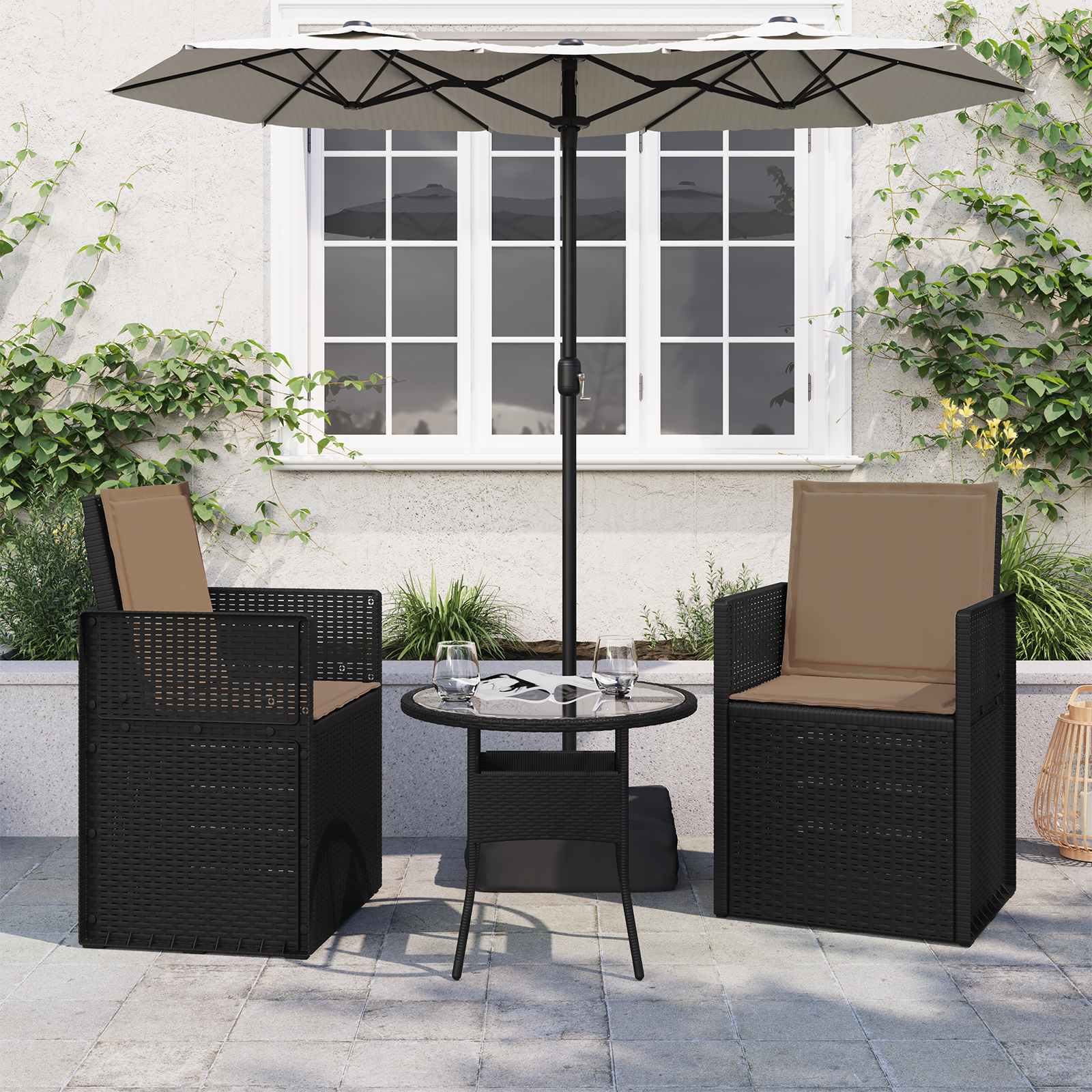 Zit- en Rugkussens 2 pcs Taupe 47 x 45 x 2 cm Polyester image 1