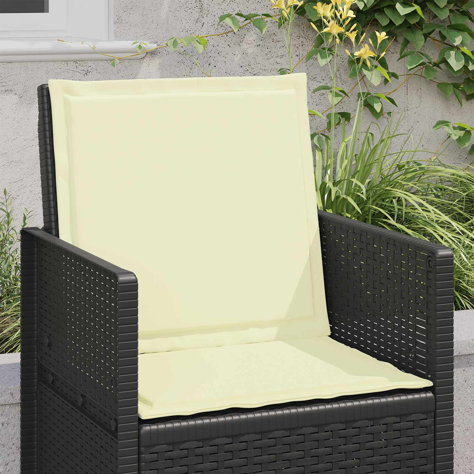 Zit- en Rugkussens 4 pcs Crèmekleurig 47 x 45 x 2 cm Polyester image 4