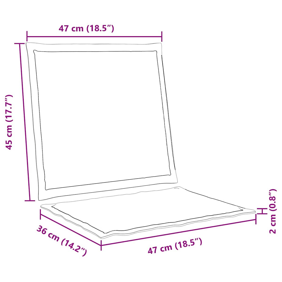 Sæde- og rygpuder Polyester 47 x 45 x 2 cm - Billede 10