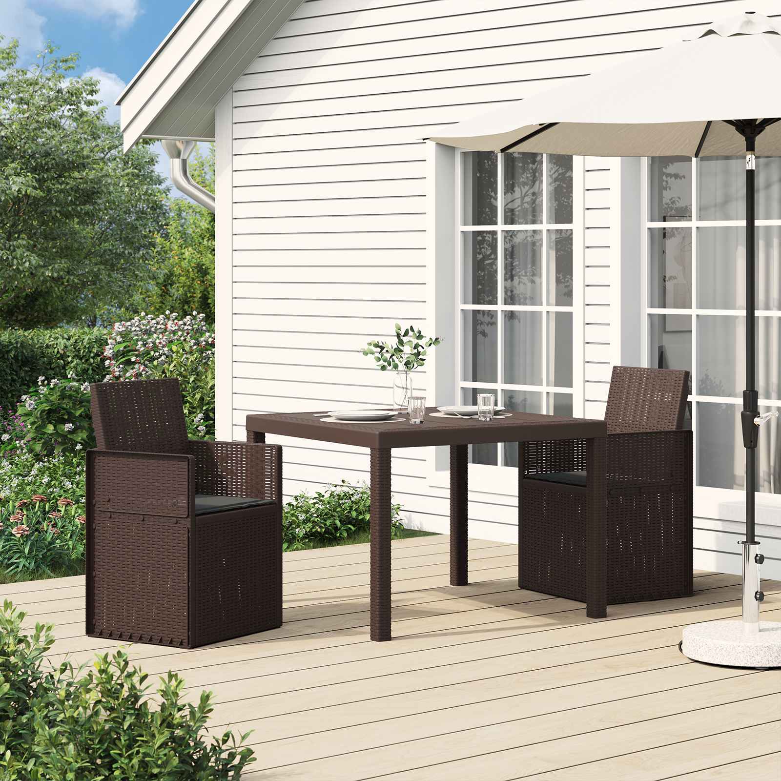 vidaXL Scaune de Dining pentru Grădină 2 pcs Maro și Antracit PP