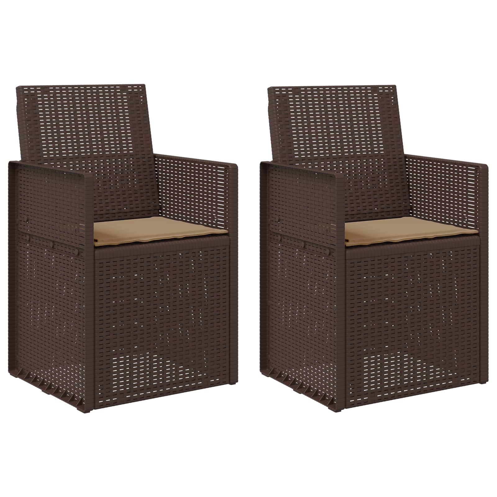 Vrtni jedilni stoli 2 pcs Rjava in taupe PP - slika 2