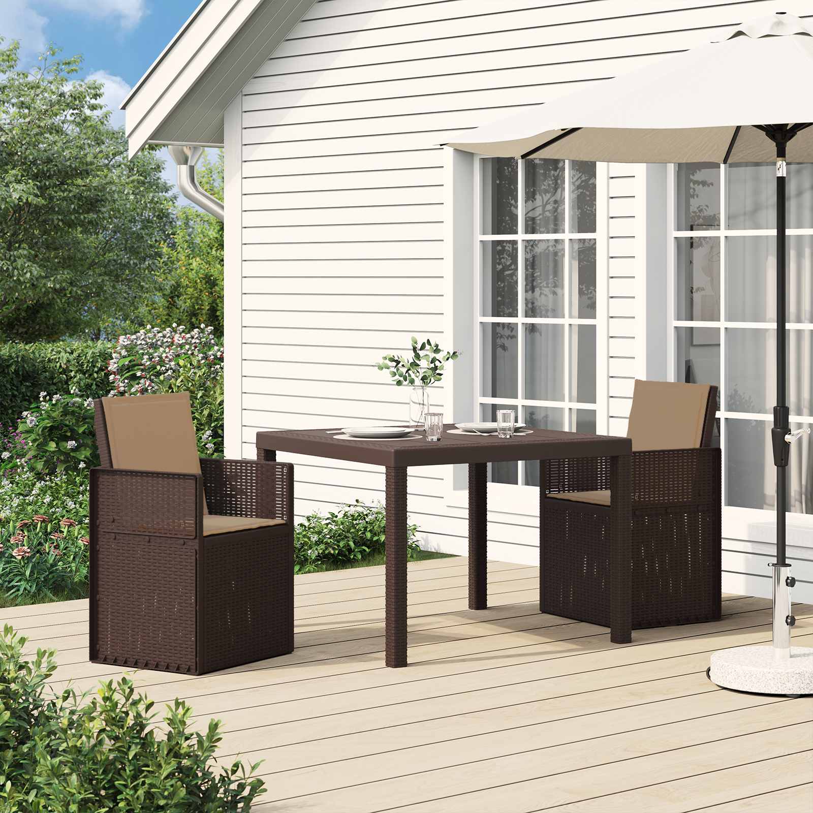 vidaXL Scaune de Dining pentru Grădină 2 pcs Maro și taupe PP