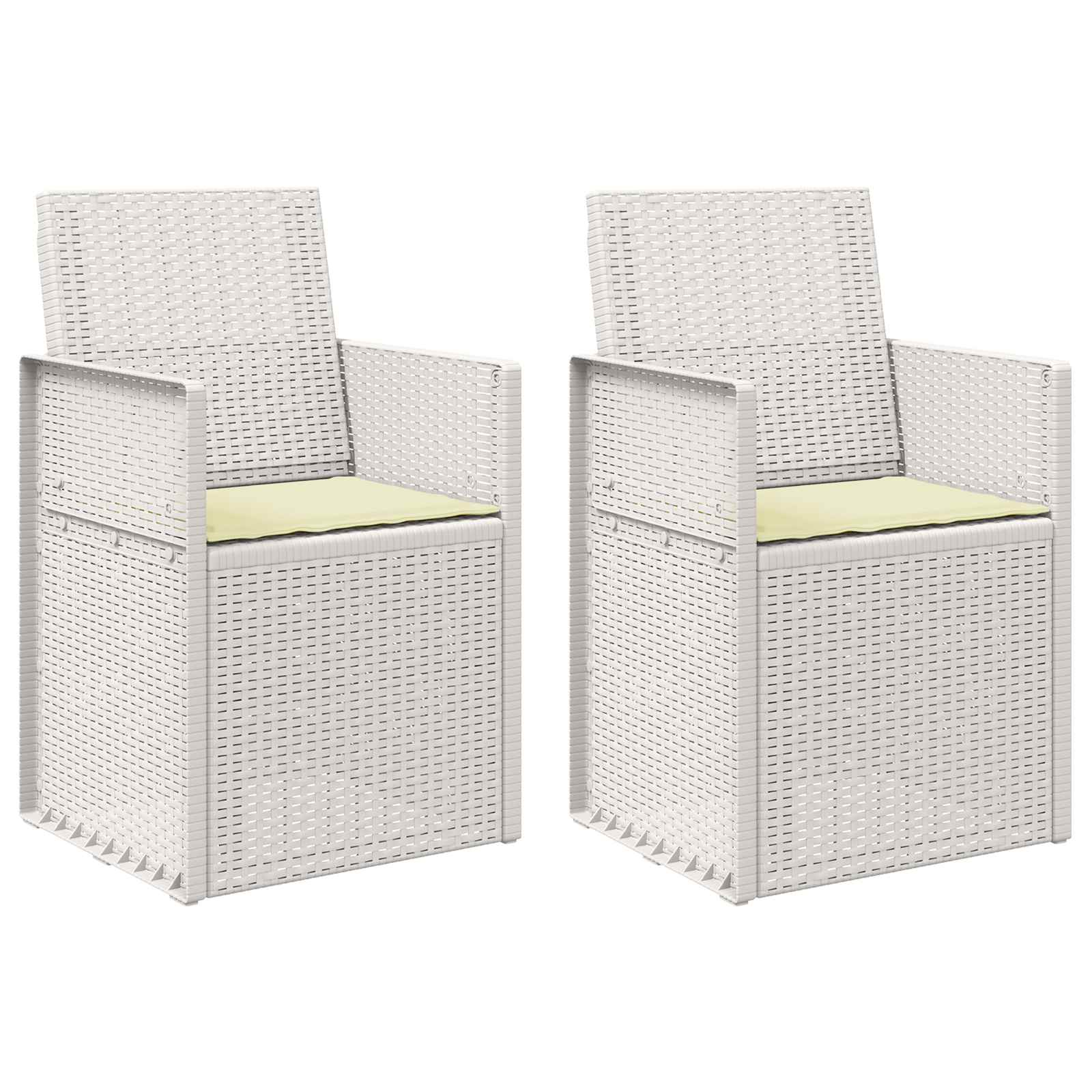 Vrtni jedilni stoli 2 pcs Bela in krem PP - slika 2