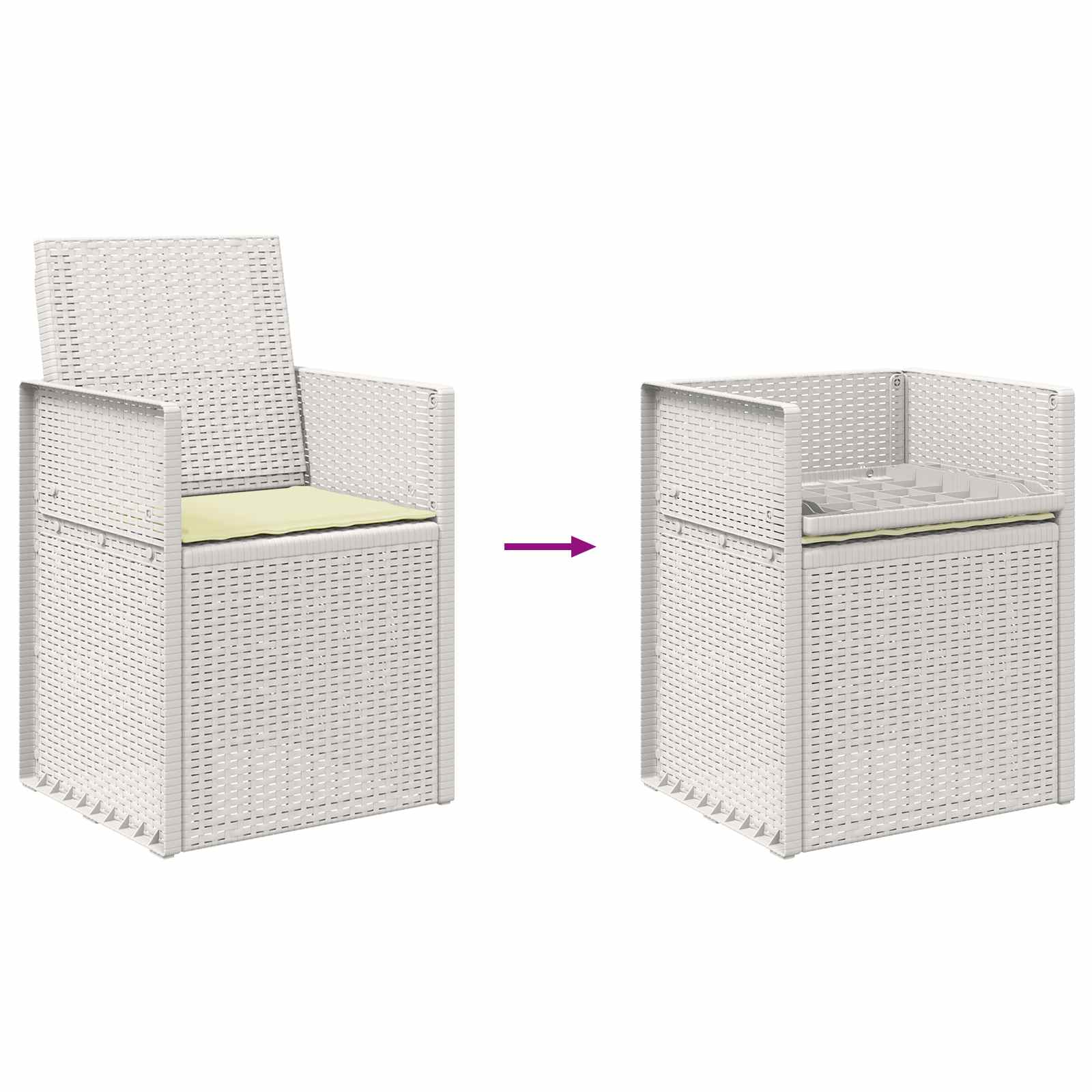 Vrtni jedilni stoli 2 pcs Bela in krem PP - slika 9