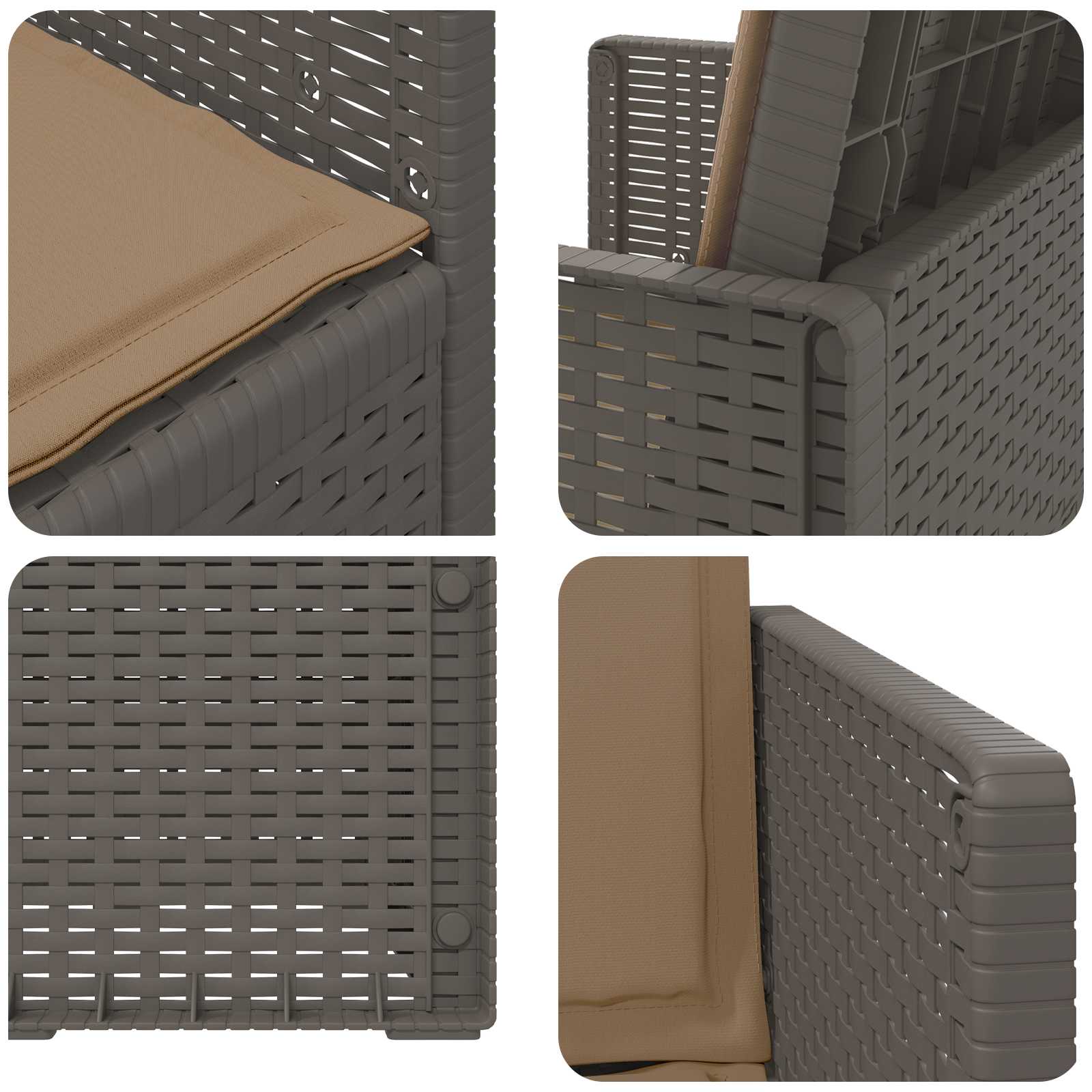 Vrtni jedilni stoli 2 pcs Svetlo siva in taupe PP - slika 8