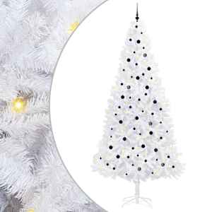 vidaXL Tehisj&otilde;ulupuu koos 300 LED-iga Valge 300 cm PVC ja teras