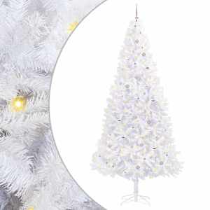 vidaXL Tehisj&otilde;ulupuu koos 300 LED-iga Valge 300 cm PVC ja teras